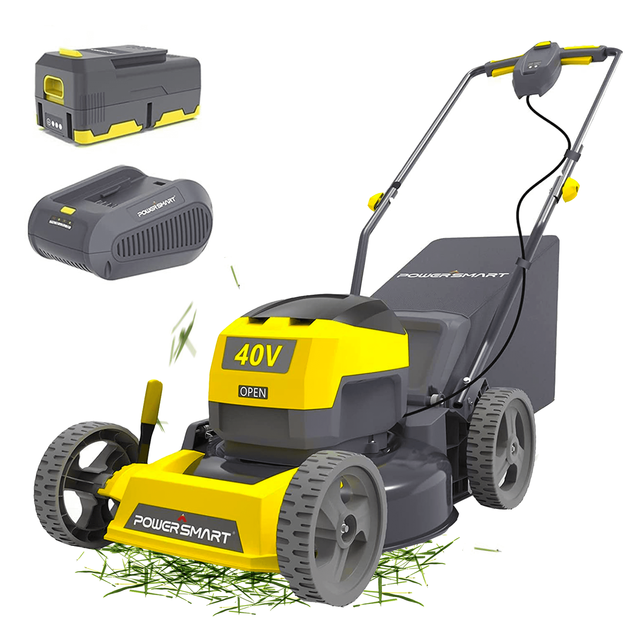 Lawn Mower Cordless, 40V 17'' Electric Lawn Mower Battery Powered, 3in1 Push Lawn Mower Walk