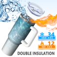 thumbnail image 5 of 40oz Tumbler with Handle and Straw, Vacuum Insulated Stainless Steel Travel Mug, Fits Car Cup Holder, Ice Crystal Print, 5 of 6