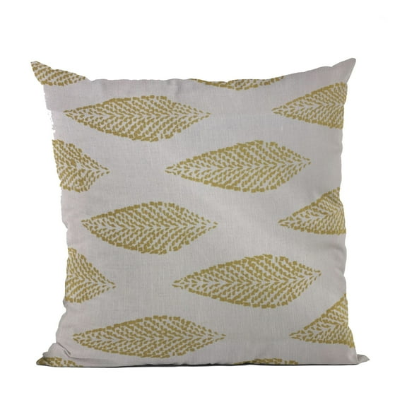 Plutus 18" x 18" Large Leafs Floral Luxury Throw Pillow in Green and Beige