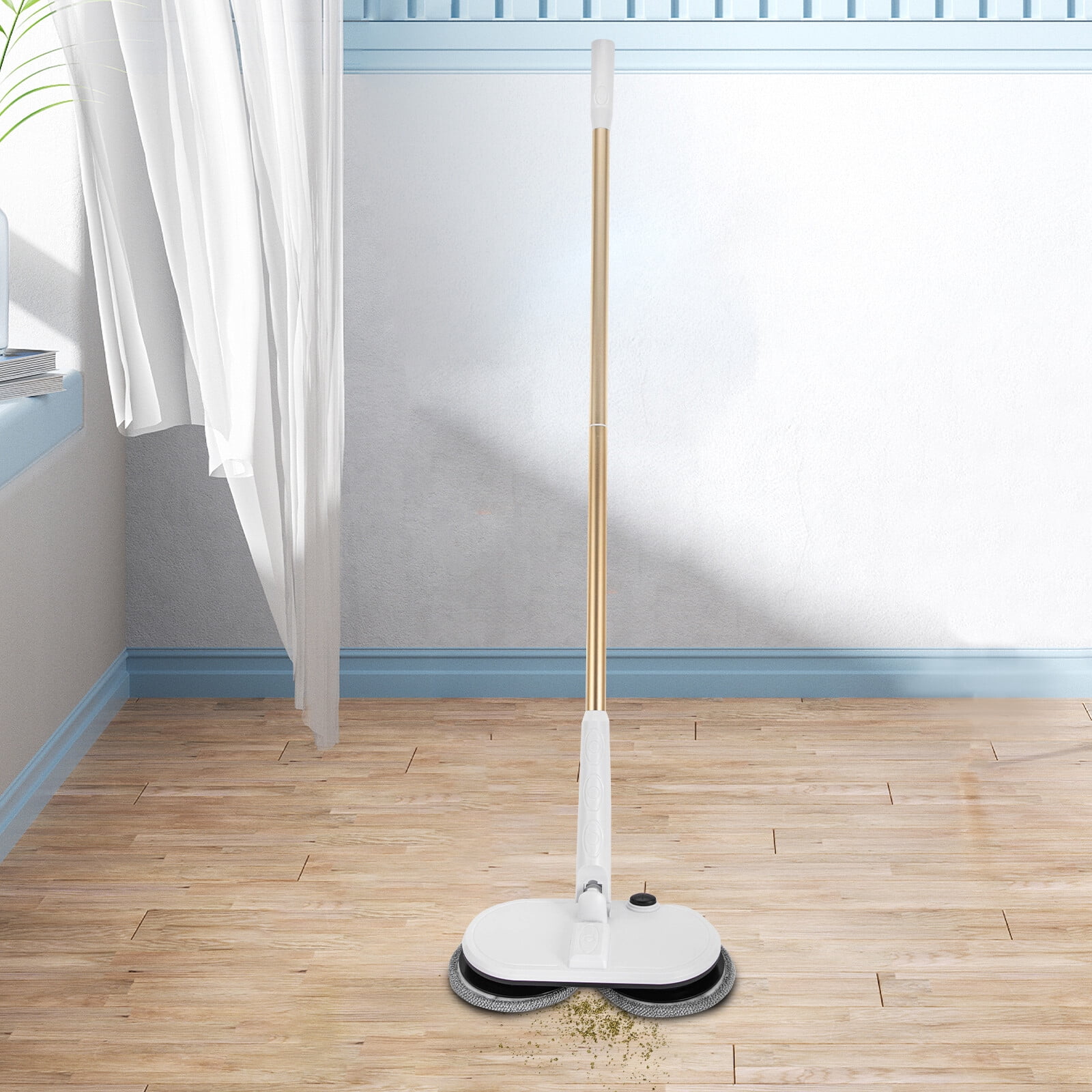 Dual Spinning Scrubber Cordless Electric Mop Spin Mop for Home Floor Cleaning White for Kitchen, Bedroom