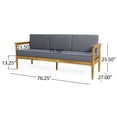 thumbnail image 4 of Christopher Knight Home Magnolia Outdoor Acacia Wood 3 Seater Sofa by  - 76.25" W x 27.00" D x 25.50" H, 4 of 5