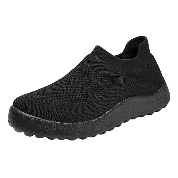 Kcodviy Spring and Summer Women Sneaker Sandals for Women Chunky Sports Shoes Flat Bottom Flat Sneaker Boots for Women Lightweight Slip on Fly Woven Mesh Breathable Comfortable Solid Color Casual St