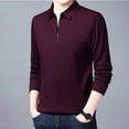 thumbnail image 6 of Bibifish Mens Polo Shirts Plain Solid Long Sleeve Zip Lapel Collar Solid Black Shirts Fall Travel Wear Tops, 6 of 7