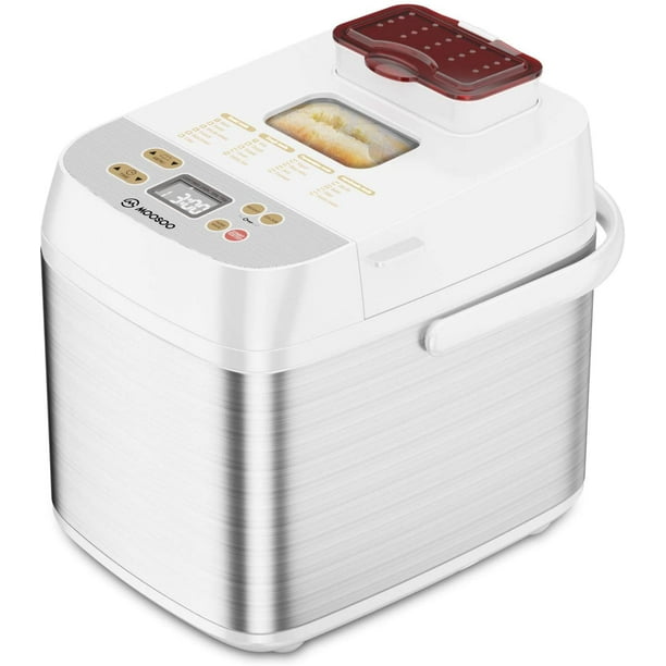 MOOSOO Bread Maker Stainless Steel Bread Machine LED Display with Automatic Nut Dispenser 19
