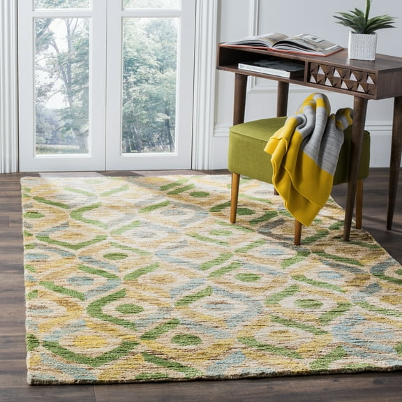 SAFAVIEH Bohemian Denzel Geometric Area Rug, Bleach/Blue, 4' x 6'