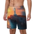 thumbnail image 2 of Uemuo Lighthouse At Sunset Coast Pattern Mens Swim Trunks Quick Dry Board Shorts with Mesh Lining, Stretch Beach Shorts Quick Dry No-Chafing Board Shorts-Small, 2 of 9