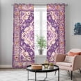 thumbnail image 5 of Purple Orange Boho Kitchen Curtains 84 Inch Length, Ethnic Geometric Middle Century Art Grommet Top Bedroom Living Room Curtains, Light Filtering Cafe Curtain Drapes 2 Panels Set 84''x84'', 5 of 9