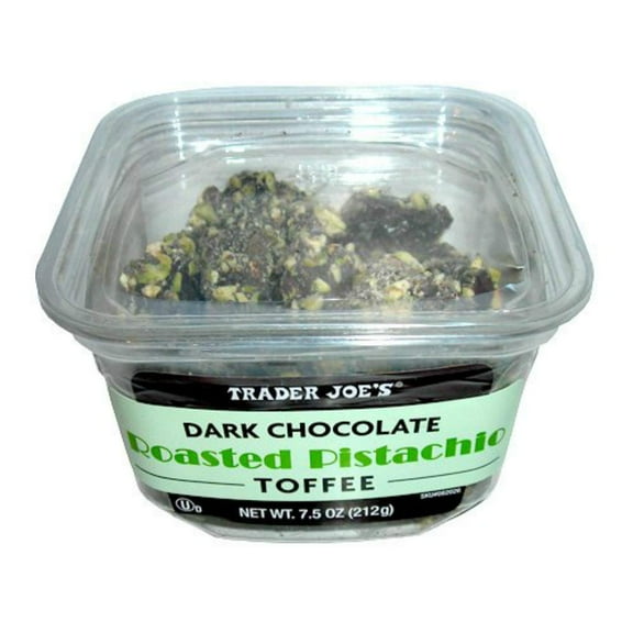 TJs Dark Chocolate Roasted Pistachio Toffee, 7.5 oz.