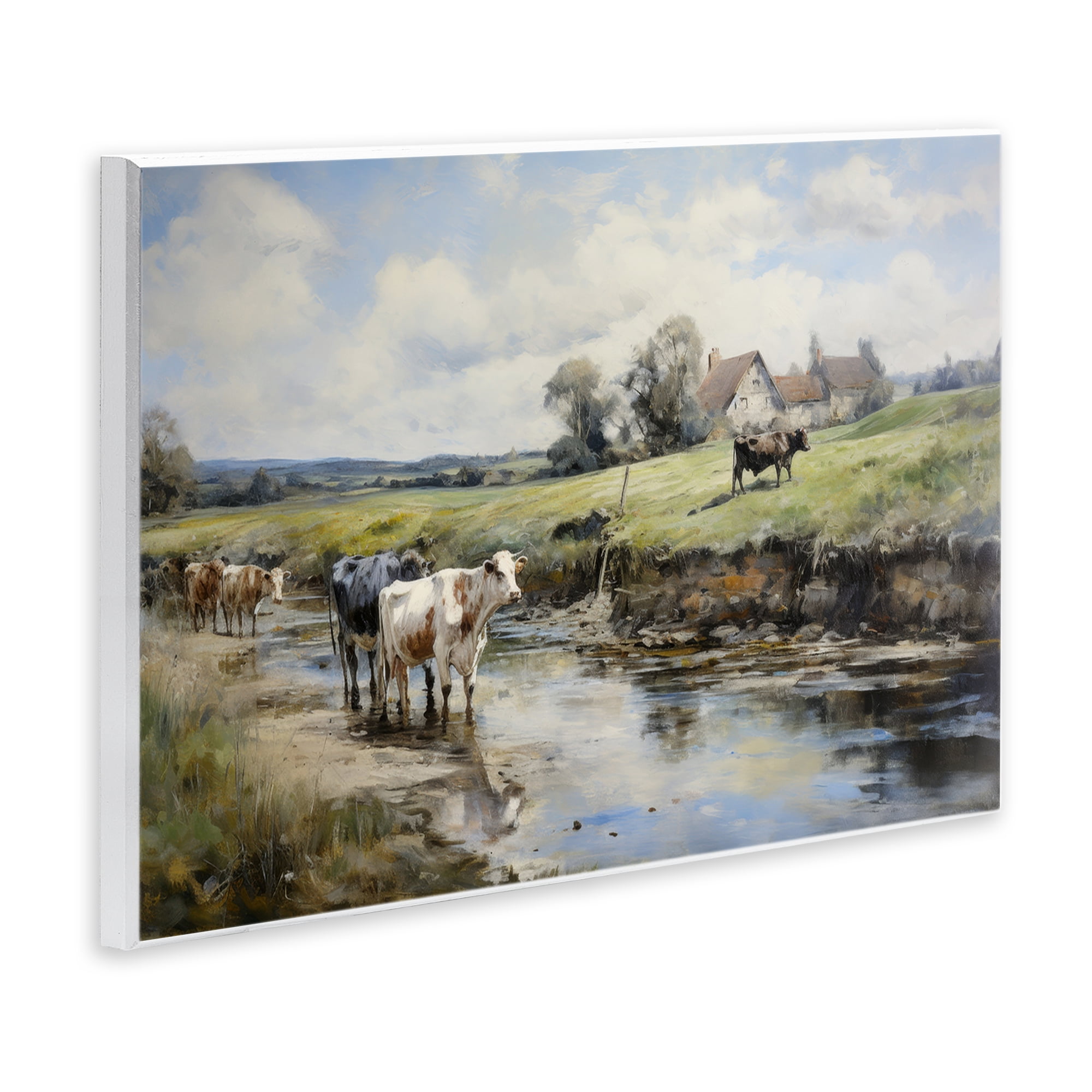 Stupell Industries Free Roaming Cattle Landscape & Nature Painting Unframed Art Print Wall Art, 19 x 13