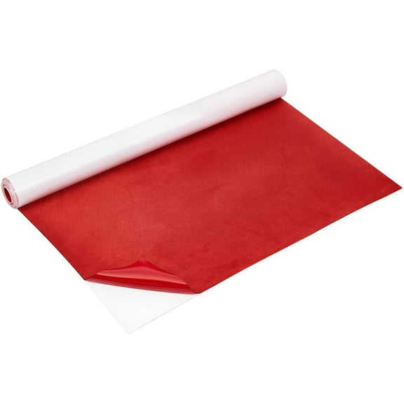 Velvet Lining for Crafts 6.34x55.12 Inch FireBrick Velvet Roll with Adhesive Backing Liner Adhesive Velvet Sheets for Jewelry Box Furniture Edges Car Interior Decor
