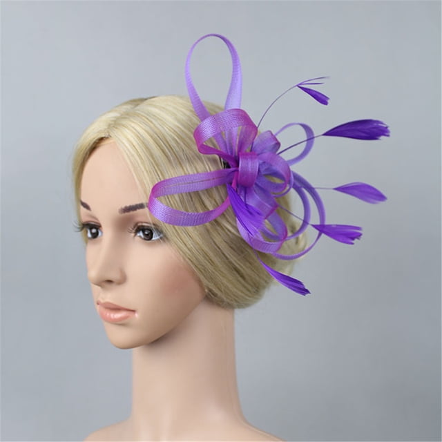 Fascinators Hat Flower Mesh Ribbons Feathers on a Headband Tea Party Headwear