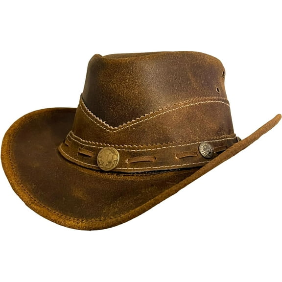 Premium Handcrafted Leather Cowboy Hat with Adjustable String - Classic Western Style
