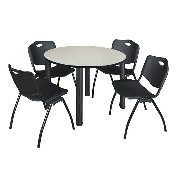 Regency Kee Round Maple Breakroom Table With 4 Stackable M Chairs Com Regency Kee Round Maple Breakroom Table, Round Maple Table And 4 Chairs
