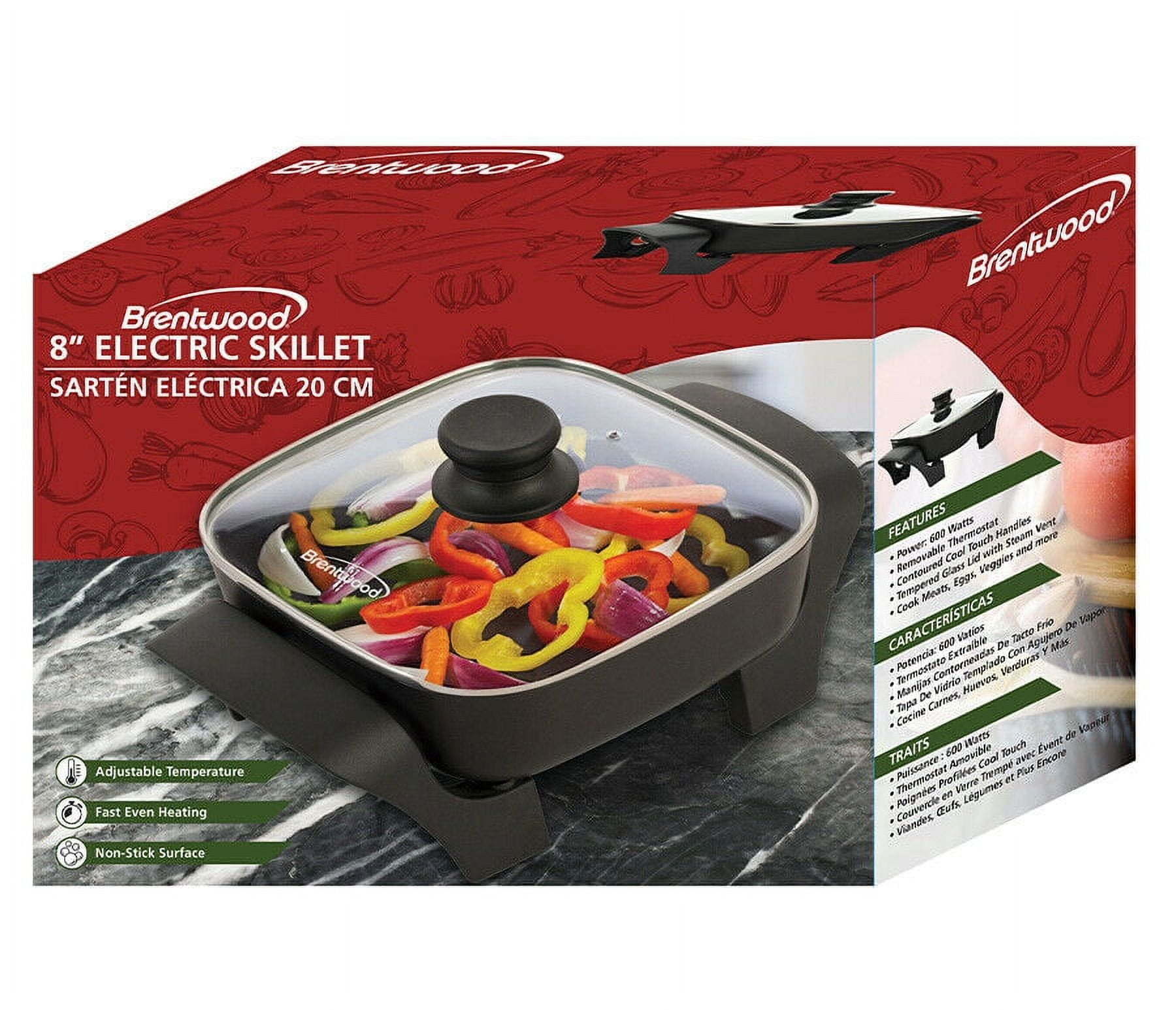 Brentwood Appliances 16 sq. in. Black Nonstick Electric Skillet with Glass  Lid SK-46 - The Home Depot