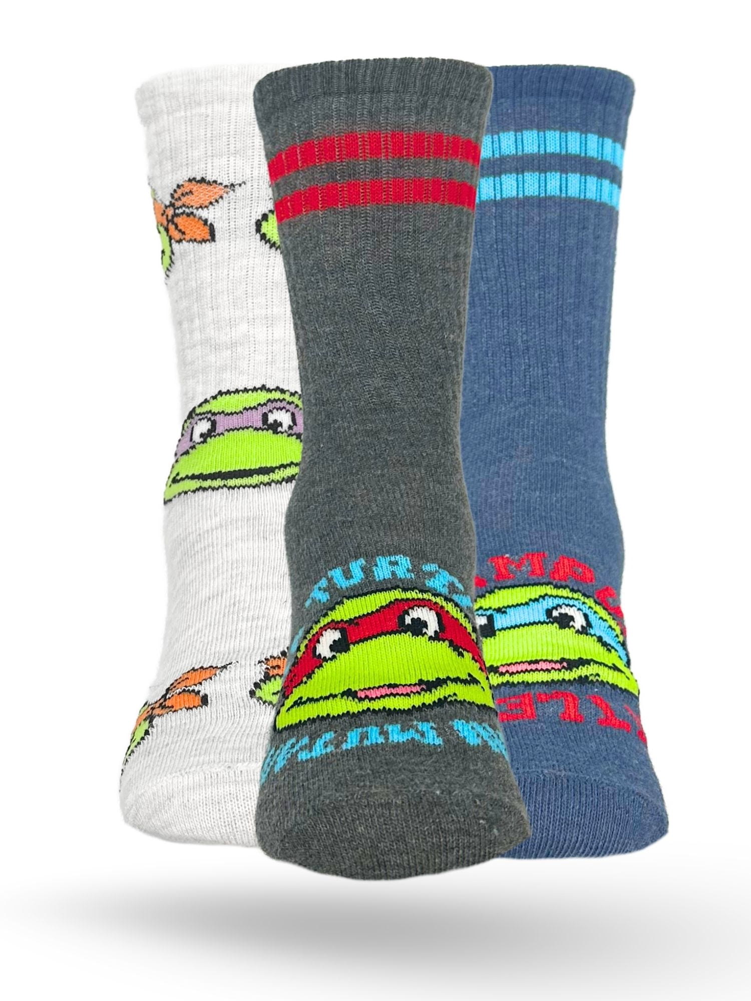 Teenage Mutant Ninja Turtles Boys Mid-Crew Socks, 3-Pack, Sizes S/M-M/L