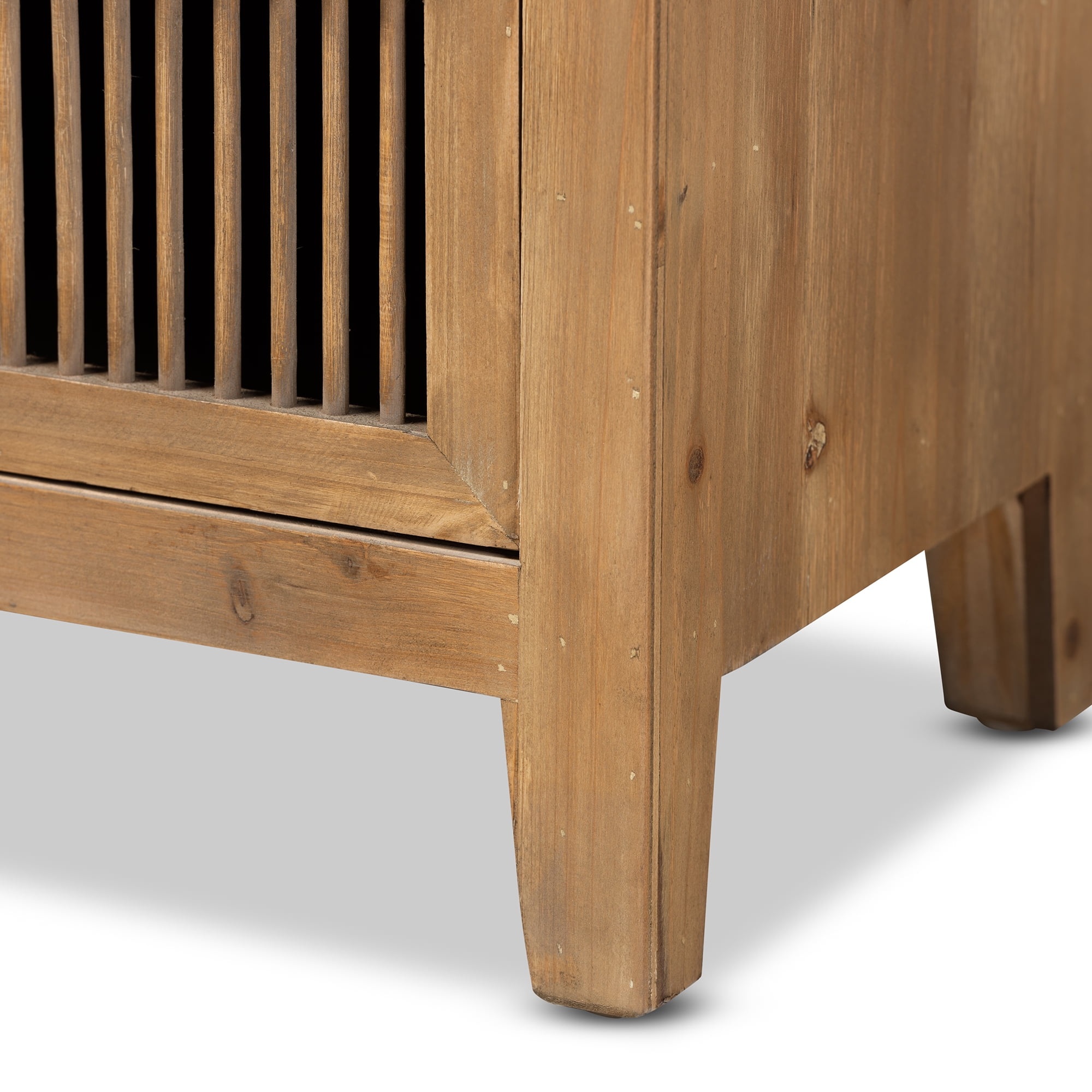 Baxton Studio Clement Rustic Transitional Medium Oak Finished 3-Drawer Wood Spindle Chest