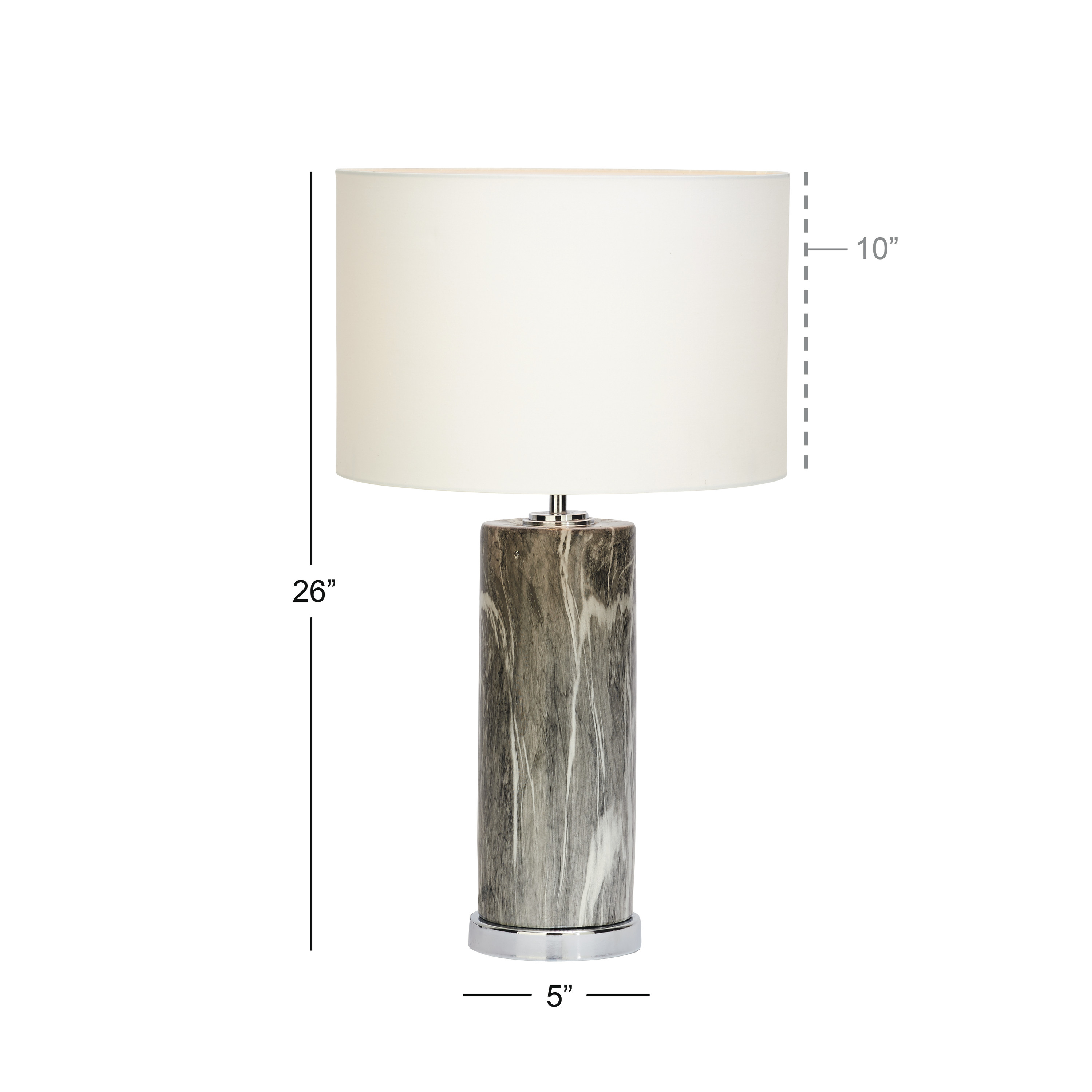 CosmoLiving by Cosmopolitan 26" Faux Marble Gray Table Lamp with White Linen Shade