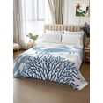 thumbnail image 3 of California King Size Flat Sheet Only, Coastal Blue Crab Soft Brushed Microfiber Bed Sheets, Coral Starfish Ocean Conch Nautical Hotel Quality Breathable Bedding Top Sheet, Easy Care, 108"x98", 3 of 9