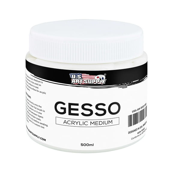 U.S. Art Supply White Gesso Acrylic Medium, 500ml Tub