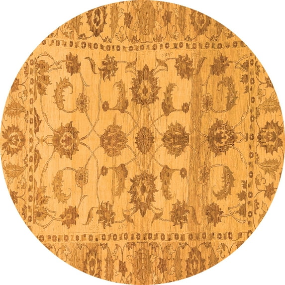 Ahgly Company Indoor Round Oriental Orange Traditional Area Rugs, 7' Round