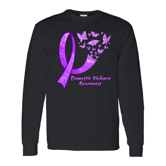 Inktastic Domestic Violence Awareness Butterflies Long Sleeve T-Shirt