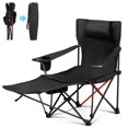 thumbnail image 2 of IVV 2 Pack Folding Camping Reclining Chair with Adjustable Backrest & Removable Footrest, Outdoor Lounge Chair with Headrest, Cup Holder, Storage Bag, for Beach Lawn Concerts (Black), 2 of 3