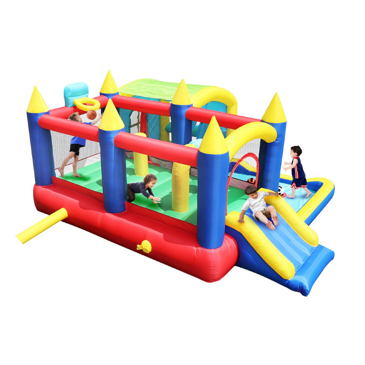Montary 7-in-1 Inflatable Bounce House w/ Ball Pit & Obstacles - Indoor/Outdoor for Toddlers & Kids (Birthday Gifts)