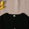 thumbnail image 6 of LIIPEE Boys Girls Tops Solid Color Cotton Linen Long Sleeve V Neck Button Shirt Kids Stylish Daily Tee Shirts,Black,8-10 Years, 6 of 6