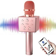 BeTIM Wireless Bluetooth Karaoke Microphone,3-in-1Portable Handheld Cordless Karaoke Mic Speaker,Magic Voice-Changed,Duet,for All Smartphone and PC (Rose Gold)