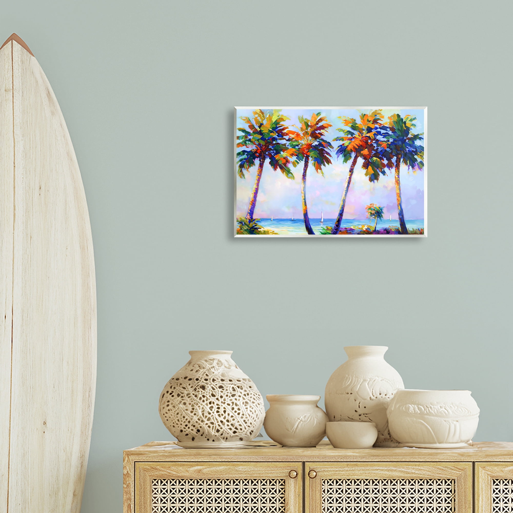 Stupell Industries Palm Trees in Sun Warmth Landscape Painting Unframed Art Print Wall Art, 19 x 13