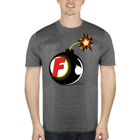 Attitude Graphic Tee - F Bomb Funny Attitude Men's Charcoal Graphic T-Shirt, up to Size 2XL