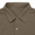 thumbnail image 5 of Mens Casual Textured Shirts Knit Summer Beach Vacation Short Sleeve Button Down Tops Brown, 5 of 9