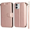 thumbnail image 2 of for iPhone 12 Mini Wallet Case with Card Holder Slots,Kickstand Phone Cover Premium Leather Magnetic Closure Slim Flip Shockproof Wrist Strap Case for iPhone 12 Mini 5.4",Rosegold, 2 of 14