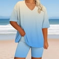 thumbnail image 2 of CheerKidz Womens Plus Size Printed V Neck Short Sleeve Top and Pants Set Comfortable Home Wear Pajama Suit for Lounge and Sleep, 2 of 5