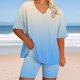 thumbnail image 1 of mfyjkho Pantalones Cortos Para Mujer, Conjunto De Top Y Pantalón De Manga Corta Con Cuello En V Y Estampado De Verano Para Mujer Pantalones Cortos Para Mujer Xl, 1 of 5