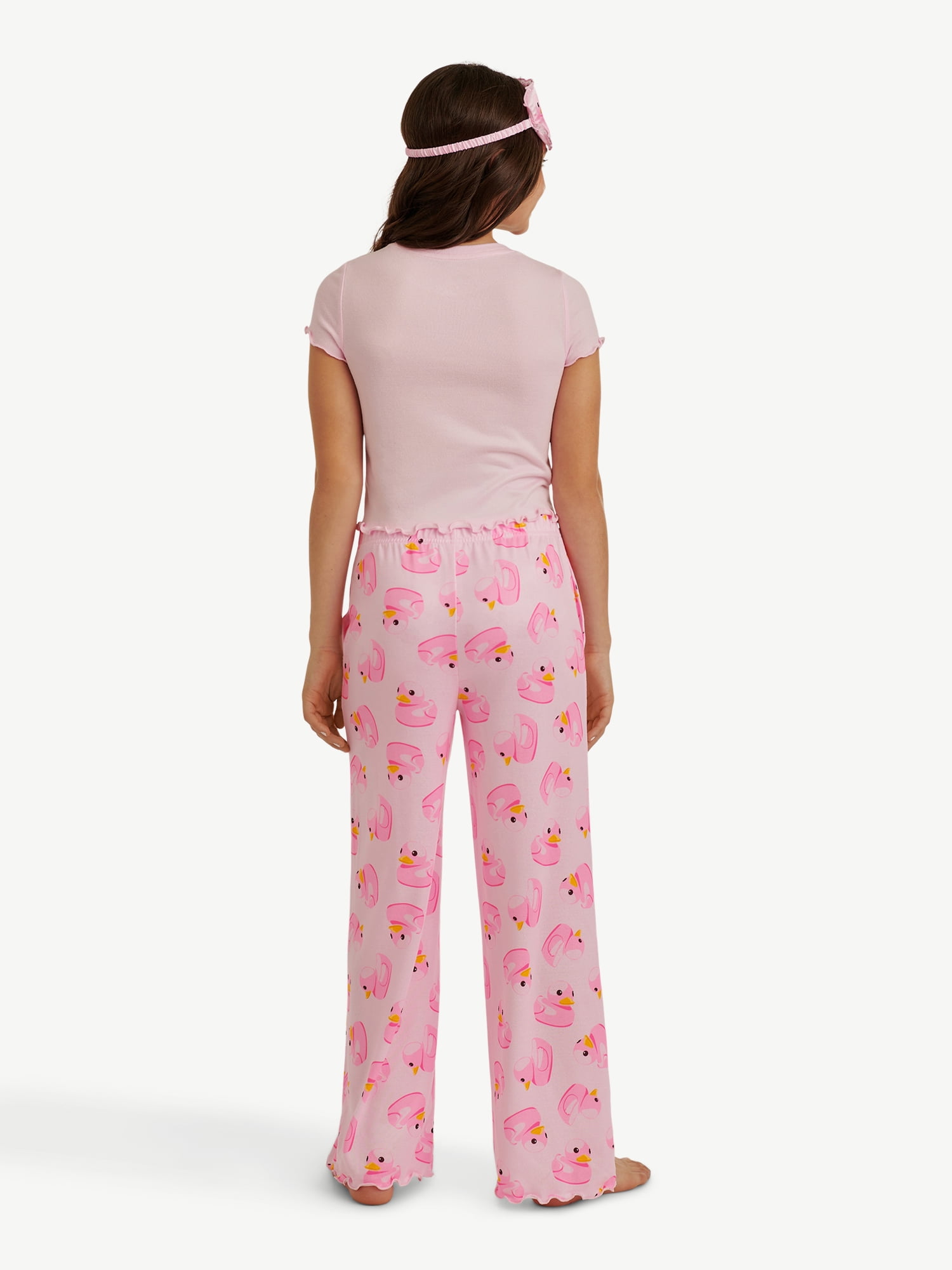 Justice Girls Short Sleeve Tee, Pants and Eye Mask Pajama Set, 3-Piece, Sizes 5-18