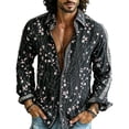 thumbnail image 2 of Yusimy Men's Floral Button-Up Shirt, Breathable Long Sleeve with Collar, Loose Chiffon Top for Vacation Party and Summer Holiday Casual, 2 of 5