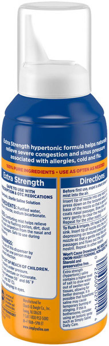 6 Pk Simply Saline Nasal Mist Extra Strength for Severe Congestion 1.5oz Each