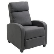 HOMCOM Fabric Recliner Chair Manual Home Theater Seating Single Reclining Sofa Chair with Padded Seat for Living Room, Light Grey