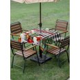 thumbnail image 3 of Outdoor Tablecloth with Umbrella Hole and Zipper, Christmas Snowman Square Table Cloth 54x54 Inch Waterproof Tablecloth, Black White Plaid Snowflake Pine Tree Picnic Table Cover for Patio Camping, 3 of 7