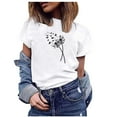 thumbnail image 2 of DeHolifer Women's T-shirts Dandelion Graphic Printed Short Sleeve Crewneck T-shrits Modal Casual Fashion Blouse Tops White M, 2 of 5