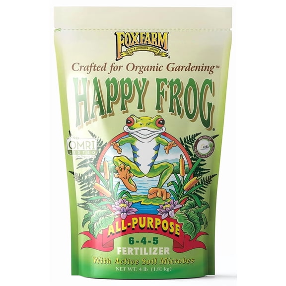 Happy Frog All Purpose Fertilizer - Organic Slow Release Fertilizer for Flowers, Vegetables & Ornamental Plants - Contains Soil Microbes & Mycorrhizal Fungi - OMRI Listed, 4 lb