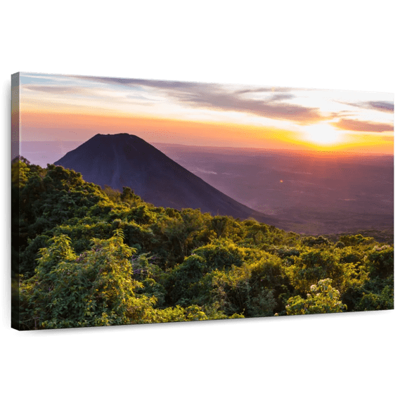 Elephant Stock Cerro Verde Volcano Wall Art - Horizontal Canvas Wall Art - Living Room Wall Decor - Places Canvas - Green And Purple Decor - 12" x 8"
