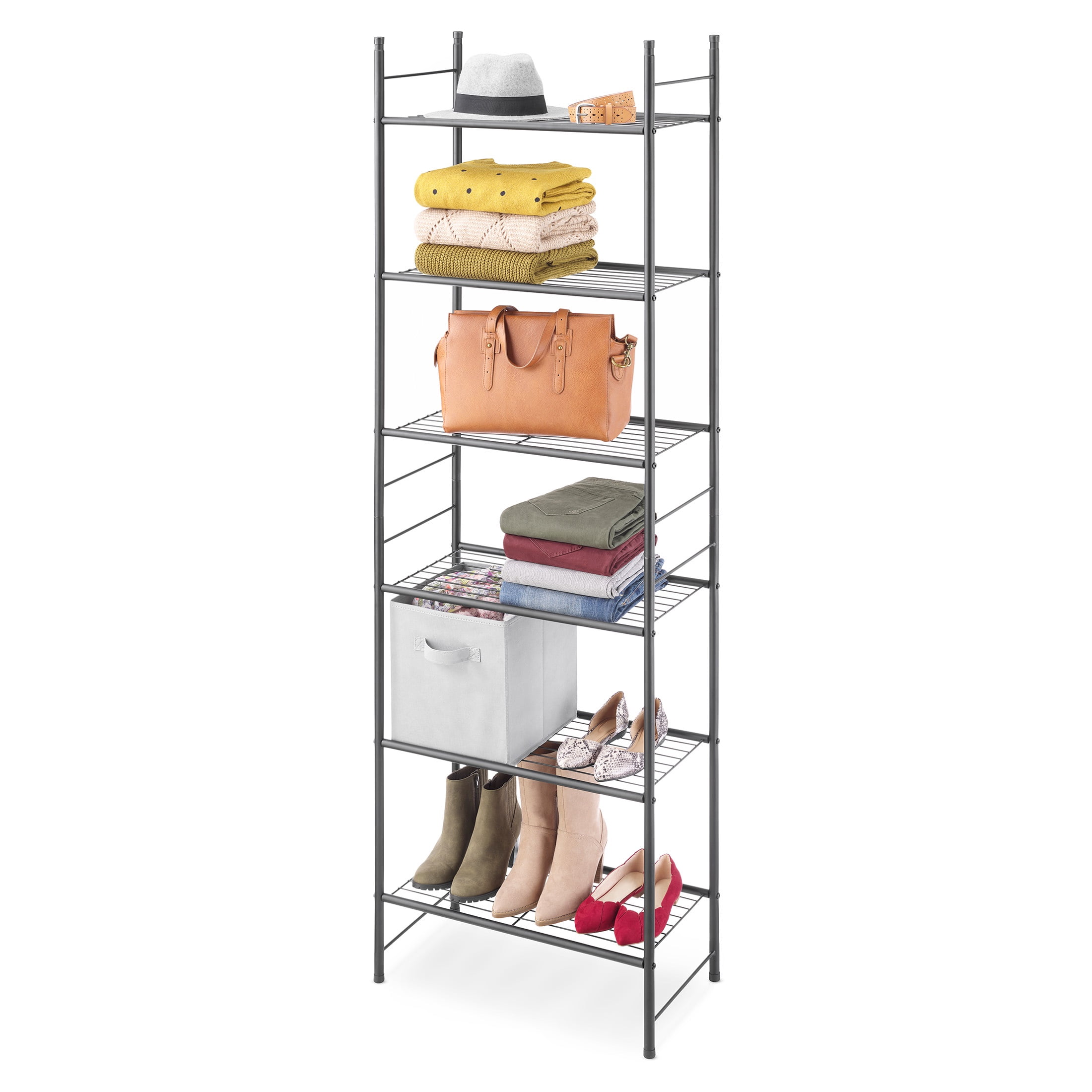 Whitmor 3-Tier Stackable Closet Shelf Organizer-Black
