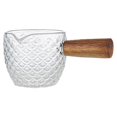 thumbnail image 1 of Glass Milk Pitcher Wooden Handle Cream Pitcher Coffee Milk Container Glass Creamer Pitcher, 1 of 3