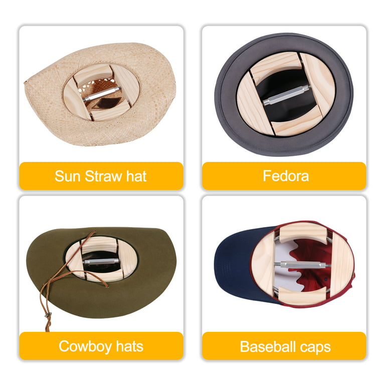 Frijpack Hat Stretcher 4 Way Wooden Hats Expander Fitted Hat Size Hat Maintainers for Baseball Caps Fedora Cowboy Hats, Adult Unisex, Size: One Size