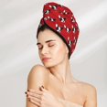 thumbnail image 2 of Yiaed Bulldog Red Print Hair Cap with Button,Coral Fleece Hair Towel Wrap for Women Wet Hair,Quick Dry Turban for Wet Hair Long Thick Hair, 2 of 5