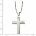 thumbnail image 3 of Stainless Steel Brushed And Polished Cross 22In Necklace (22 X 27) Made In China -Jewelry By Sweet Pea, 3 of 7