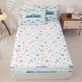 thumbnail image 4 of Castle Fairy Watercolor Train Zipper Twin Comforter Sets with Fitted Sheet and 2 Pillowcases,Stripe Cloud Art Zipper Bedding Set for Bedroom,Light Blue White,4-Piece,Reversible, 4 of 6