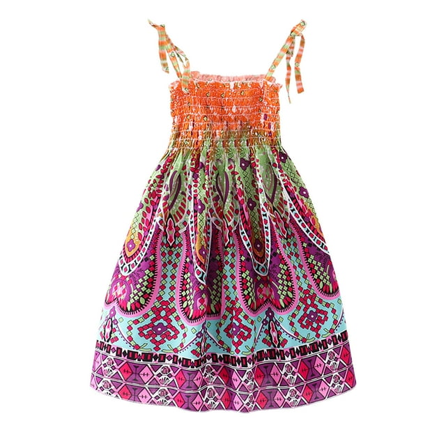 Ketyyh-chn99 Robes pour Tout-Petites Fille Robe d'Été Bébés Filles Robe en Tulle Sans Manches Tout-Petits Enfants Courte Longue Manche Courte Robes en Tricot Orange,6 Ans
